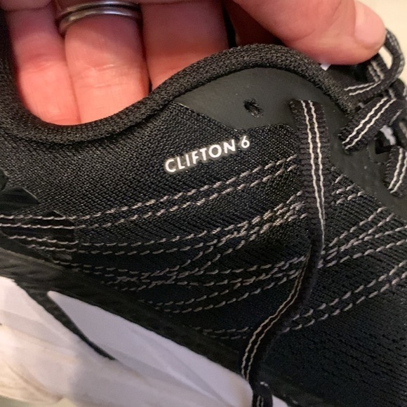 Hoka one one Clifton 6 sneakers shoes black‎ white size 7.5 - Picture 8 of 9